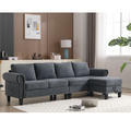 Arrived Convertible Sectional Sofa With Storage,L Shaped Sofa,Four Seater Sofa,Modern Linen Fabric Sectional Couches For Living Room,Gray Gray Polyester Wood Primary Living Space Medium Soft Cushion Back Modern Rolled Arms Wood 4 Seat