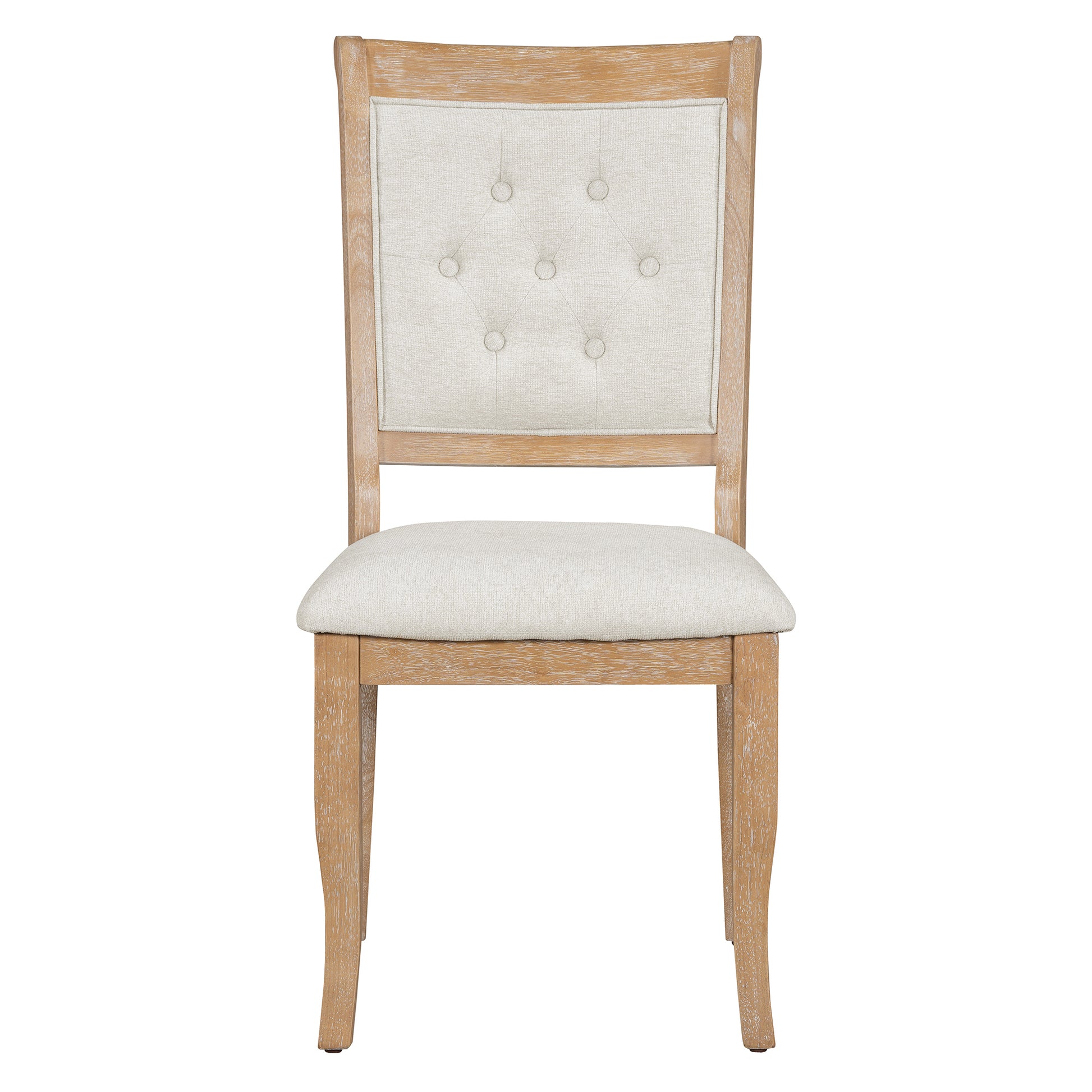 5 Piece Retro Dining Set, Round Table With Pedestal Table Base And 4 Upholstered Chairs For Dining Room And Kitchen Natural Wood Wash Natural Wood Wash Solid Wood Mdf