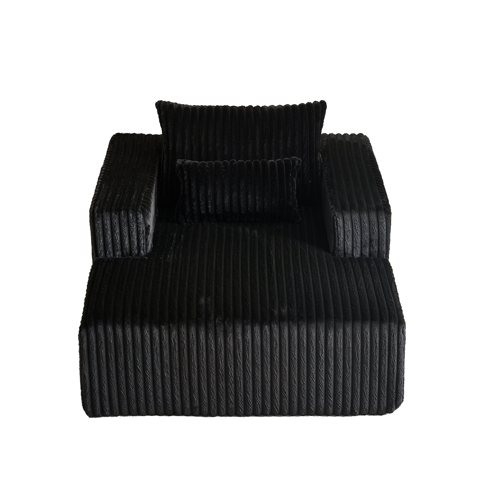 62.5 Inch Corduroy Sponge Sofa Lounge Chair,No Assembly Required,Fluffy Modern Sleeper Chair For Indoor Living Room Bedroom Black Foam Corduroy 1 Seat