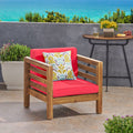 Oana Club Chair Red Wood Fabric