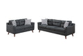 Modern Cozy Sofa Loveseat W Pillows 2Pc Sofa Set Black Polyfiber Couch Tufted Cushions Living Room Black Primary Living Space Firm Tufted Back Contemporary,Modern Pine Square Arms Linen Blend,Pine,Plywood 5 Seat