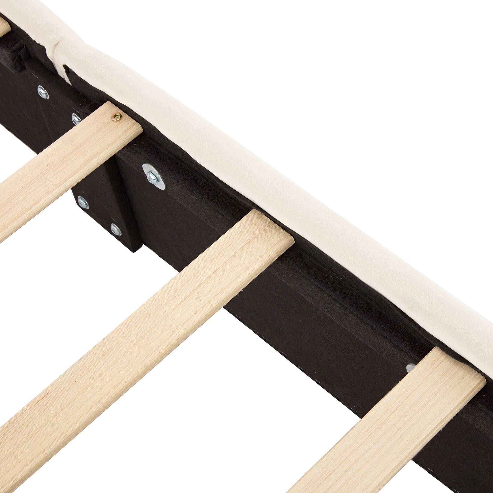 Full Size Upholstered Rabbit Shape Bed With 2 Storage Stools, Velvet Platform Bed With Cartoon Ears Shaped Headboard, White Full White Wood