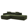 Modular Sectional Couch, Lambswool Fabric Modern L Shape Sectional Sofa With Chaise Lounge, Living Room Upholstered 5 Seater Corner Sofa Couch For Bedrooms, Apartment Green Foam Sherpa 5 Seat