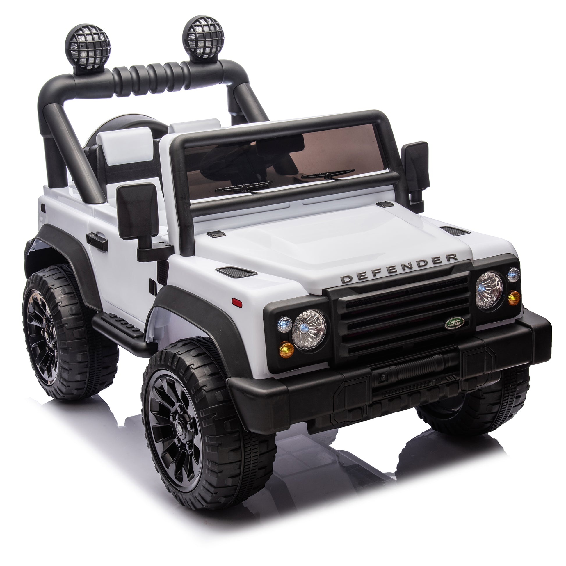 Licensed Land Rover Defender Volta 5008 24V Kids Ride On Car W Parents Control,2Wd,Four Wheel Suspension,Bluetooth,Mp3,Music,Adjustable Volume,Power Display,Led Lights,Speeds 1.86 3.11Mph For Kids 3 7 White Polypropylene