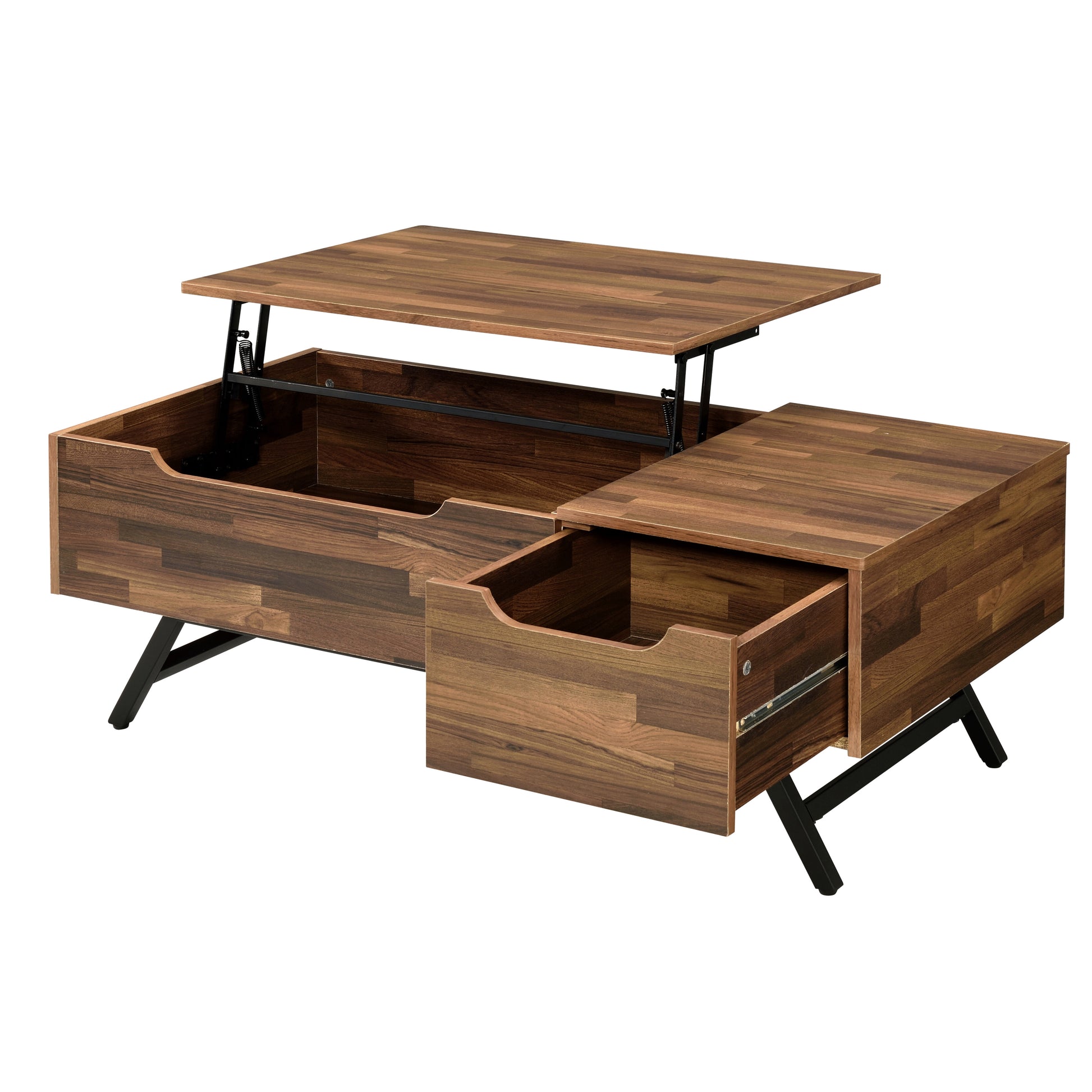 Walnut 1 Drawer Coffee Table With Lift Top Walnut Primary Living Space Drawers Rectangular Paper Composite
