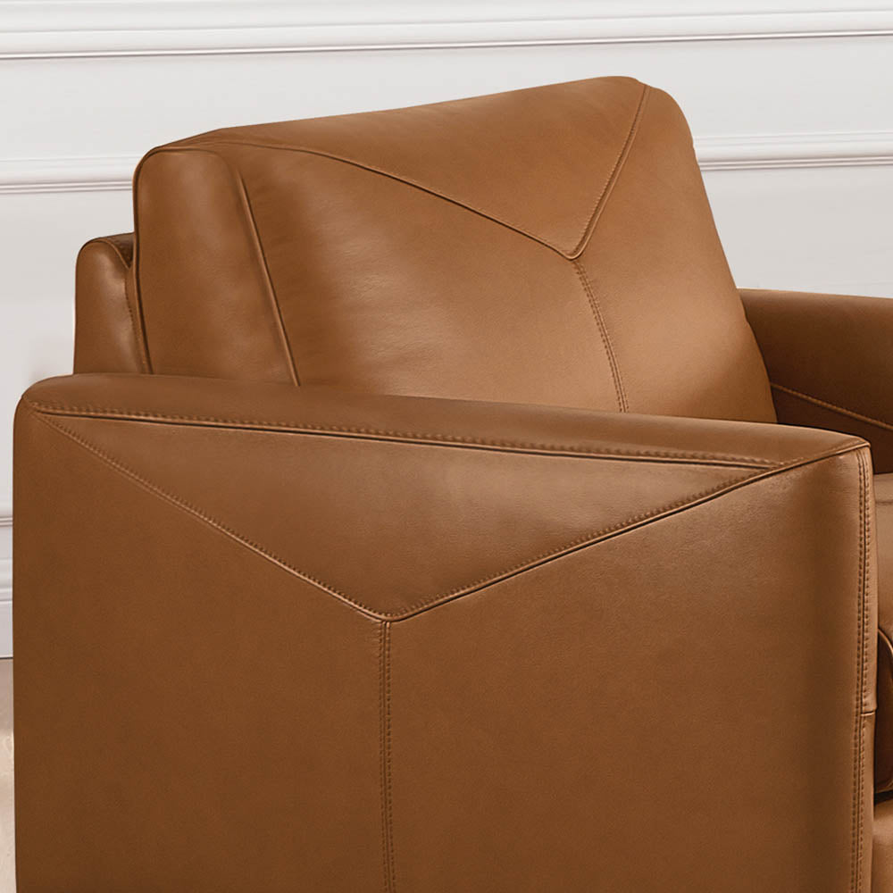 Yorkdale Leather Chair Cognac Down Filling Genuine Leather