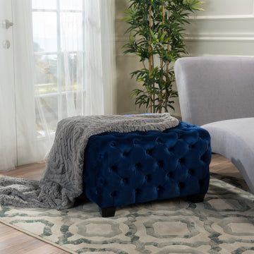 Ottoman Navy Blue Velvet
