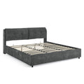 King Size Storage Upholstered Hydraulic Platform Bed With Integrated Headboard, Chenille Fabric, Gray King Gray Bedroom Luxury,Modern Chenille Chenille