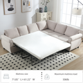 Arrived Sleeper Sofa, 2 In 1 Pull Out Couch Bed,6 Seater Sofa Bed, L Shaped Sleeper Sectional Sofa Couch,Riveted Sofa,104'' Large Combined Sofa Bed In Living Room, Beige Beige Polyester Wood Primary Living Space Medium Soft Cushion Back Modern Polyester