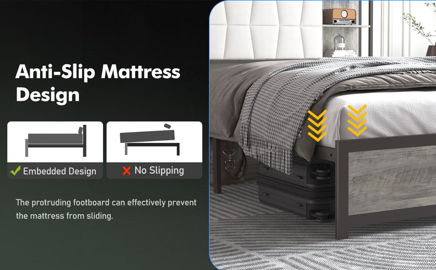 Queen Size Bed Frame With Led Light & Power Outlet, Platform Bed With Upholstered Headboard And Storage, Sturdy Metal Slats Support, No Box Spring Needed, Easy Assembly, Noise Free Box Spring Not Required Queen Ancient Oak Metal Bedroom Modern Bed Frame