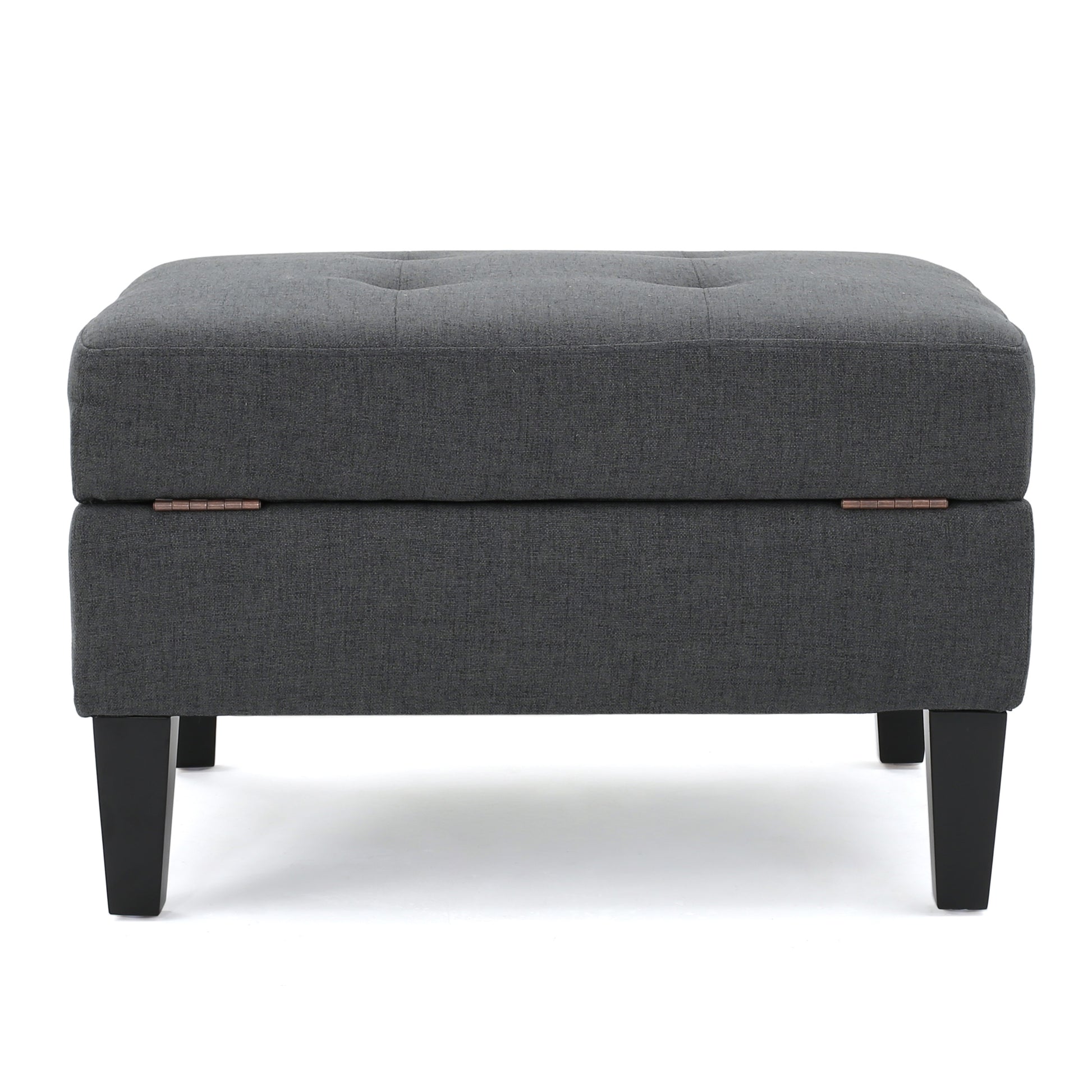Storage Ottoman Dark Gray Fabric