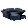 Oversized Modern 6 Seat Upholstered Sofa, Large Sectional Sofa With Storage Seats And Ottomanssofa Bed With Thick And Soft Cushions At All Sidesadjustable Arms And Backs Blue Blue Polyester 4 Seat