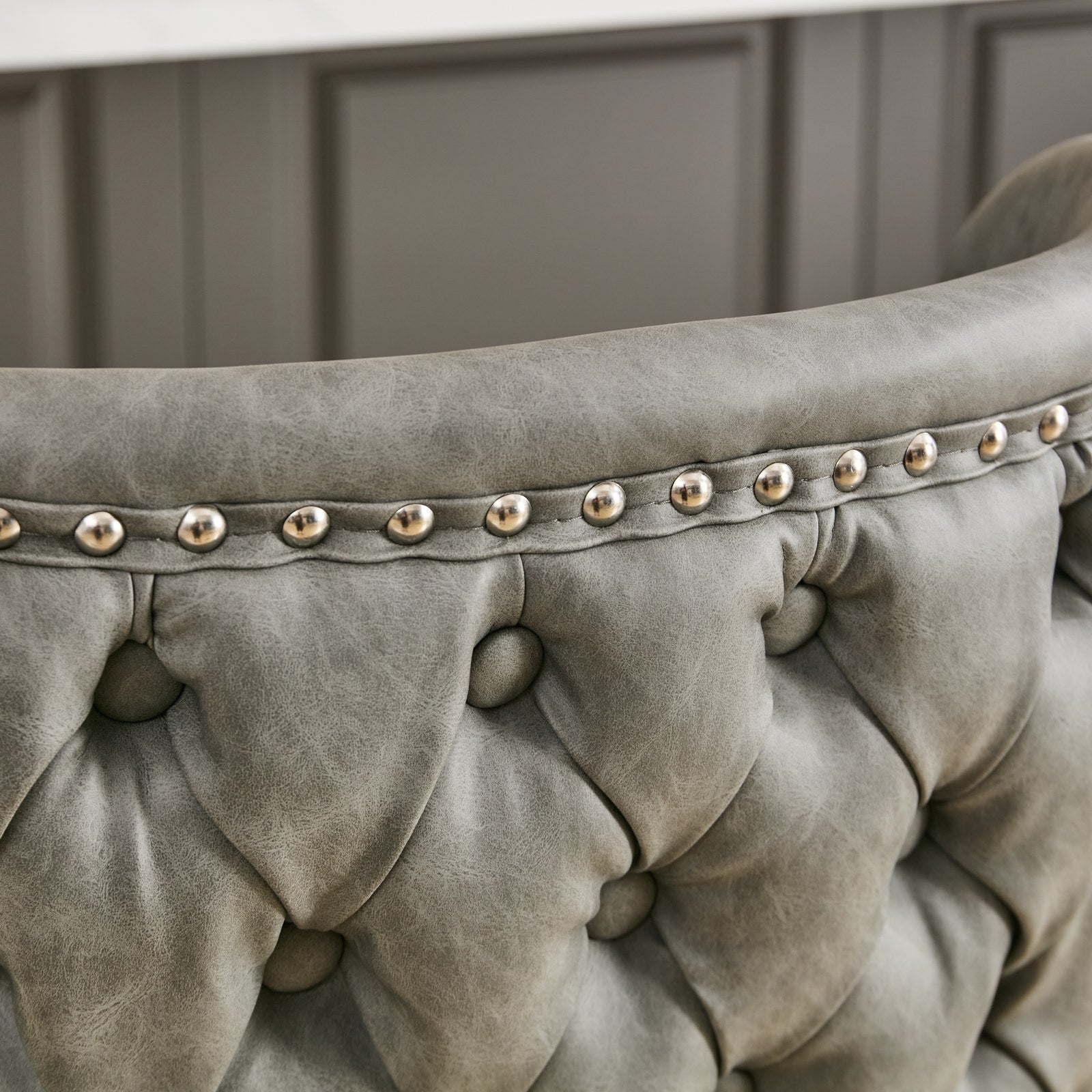 Swivel Barstools Adjusatble Seat Height With Chrome Base, Modern Pu Upholstered Bar Stools With The Whole Back Tufted, For Home Pub And Kitchen Island,Gray, Set Of 2 Gray American Design Bar Stools Set Of 2 Foam Pu Leather