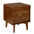 Mid Century Modern 2 Drawer Solid Wood Nighstand With Cutout Handles Walnut Walnut Mdf Pine