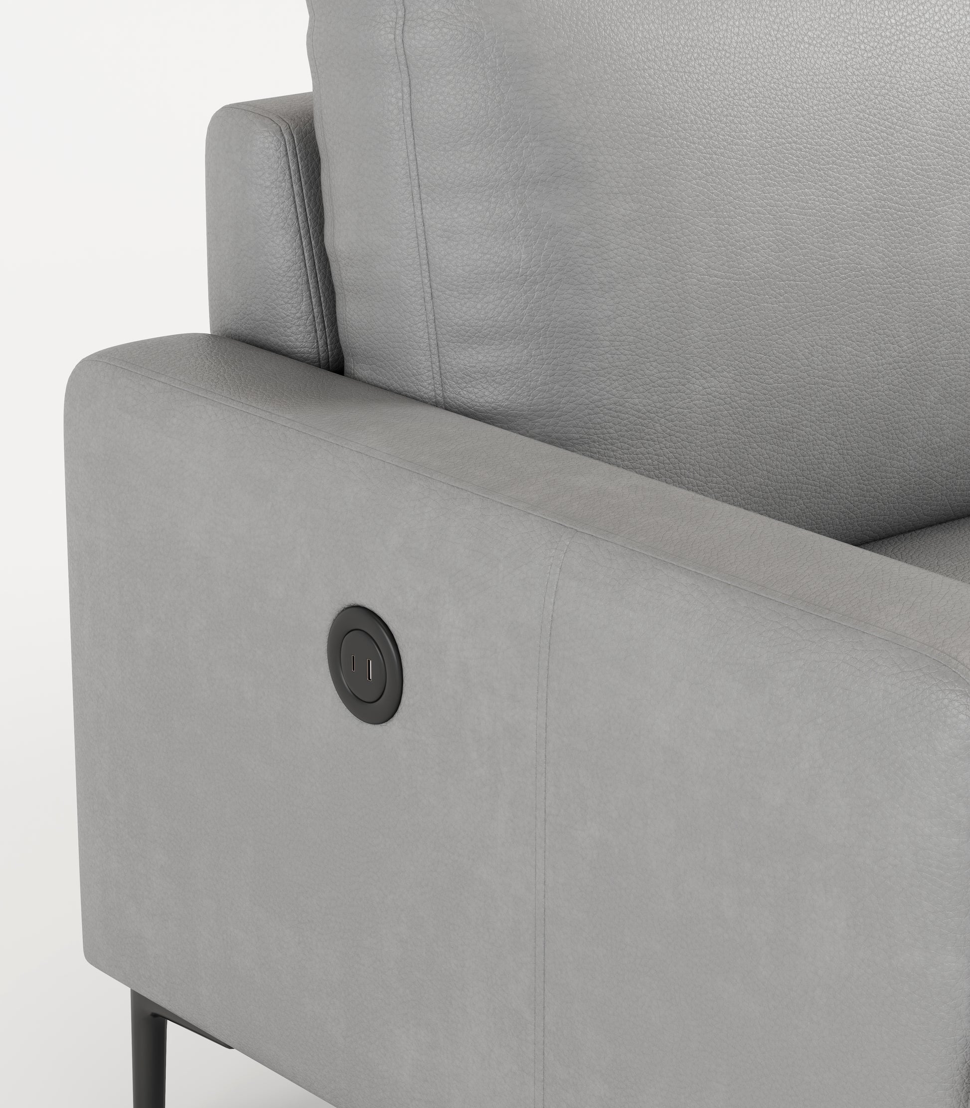 77" Light Gray Luxury Genuine Leather Match Contemporary Sofa With Usb Charger,3 Seats Comfy Coach For Living Room Home Office Light Gray Wood Primary Living Space American Design Foam Genuine Leather 3 Seat