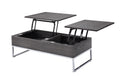 Grey Oak And Chrome Coffee Table With Lift Top Oak Silver Primary Living Space Rectangular Wood Metal Sled