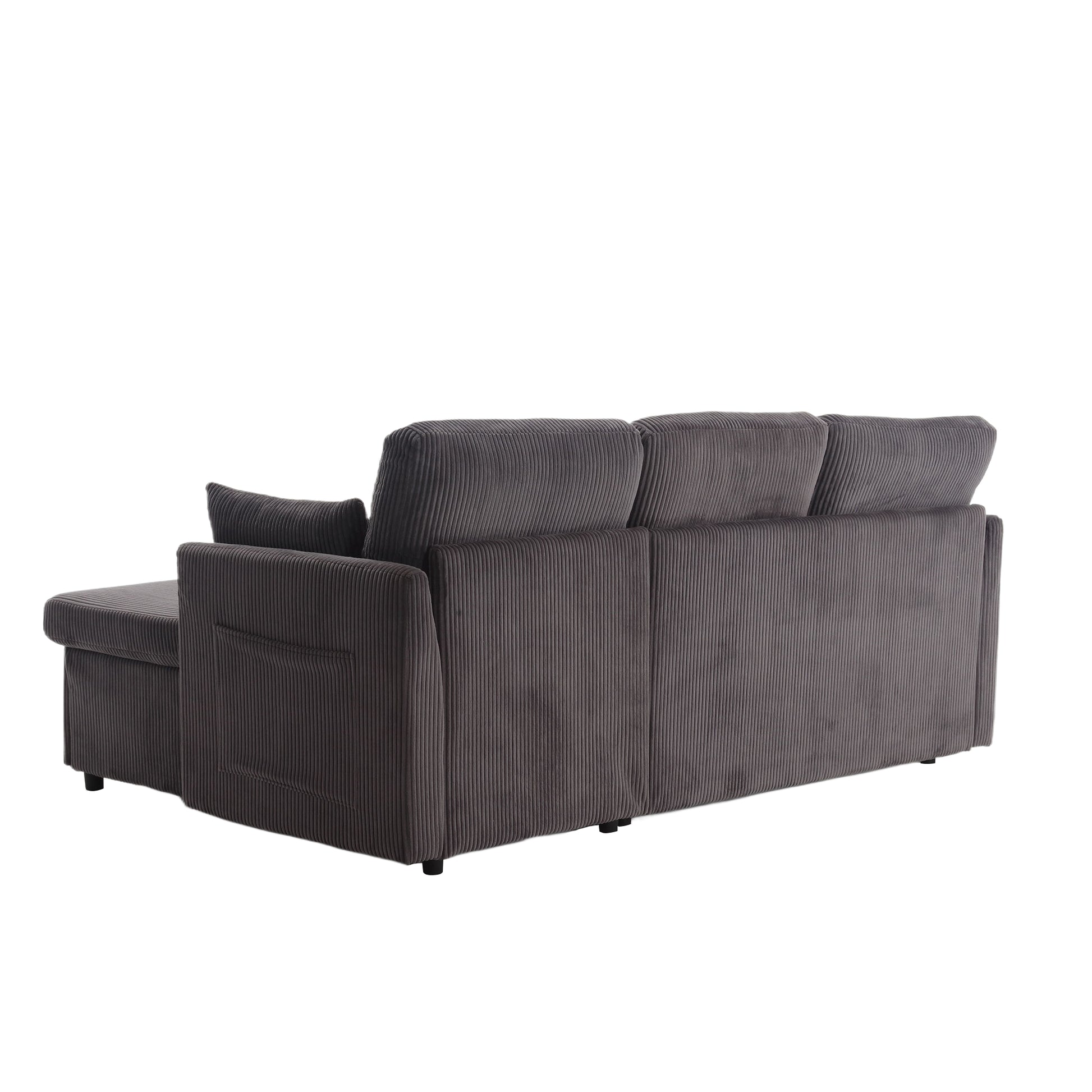 United We Win Furniture, Modular L Shaped Sofa, Modular Long Sofa With Reversible Chaise Lounge, Sofa Bed, Sleeper Sofa, Modular Sofa Combination With Storage Seats. Dark Grey Velvet 4 Seat