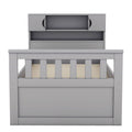 Twin Size Captain Platform Bed Frame With Storage Bookcases And Shelves,Four Drawers, Gray Twin Gray Solid Wood Mdf