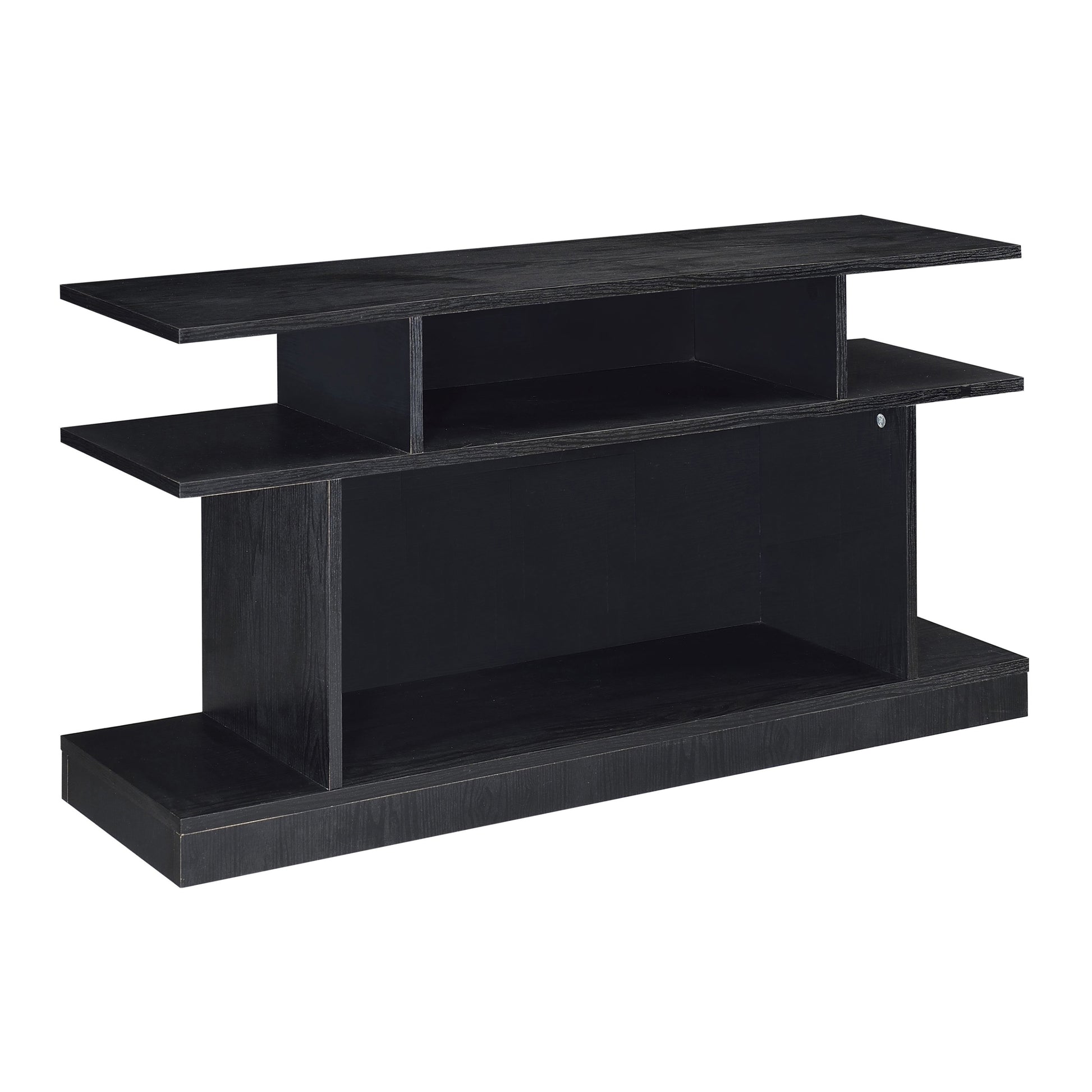 Black 2 Shelf Sofa Table Black Primary Living Space Contemporary Shelves Rectangular Wood