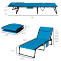 Outsunny Folding Chaise Lounge Set With 5 Level Reclining Back, Outdoor Lounge Tanning Chair With Padded Seat, Side Pocket & Headrest For Beach, Yard, Patio, Sky Blue Blue Steel