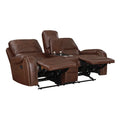 Comfortable Reclining Sofa 2Pc Set Brown Faux Leather Upholstered Dual Reclining Sofa Loveseat Trim, Power Usb Ports, Cupholders, Modern Living Room Furniture Brown Faux Leather Wood Primary Living Space Modern Plywood,Solid Wood 5 Seat