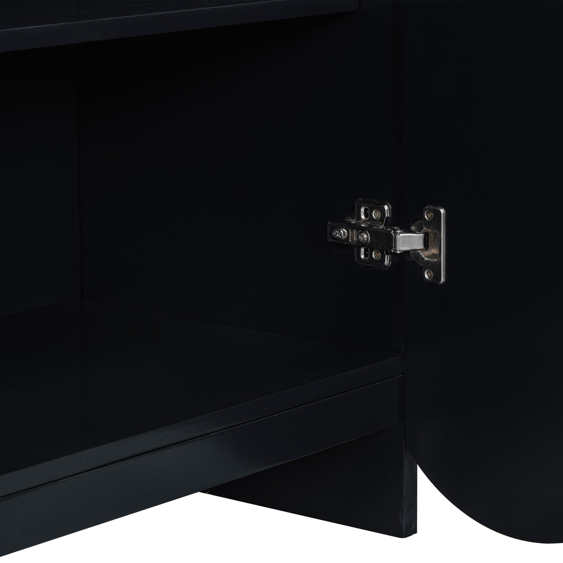 Vertical Stripes And Wavy Design Of A Four Door Cabinet Cabinet Suitable For Hallway, Entryway, Living Room 3 4 Spaces Black Primary Living Space Artsy Mdf