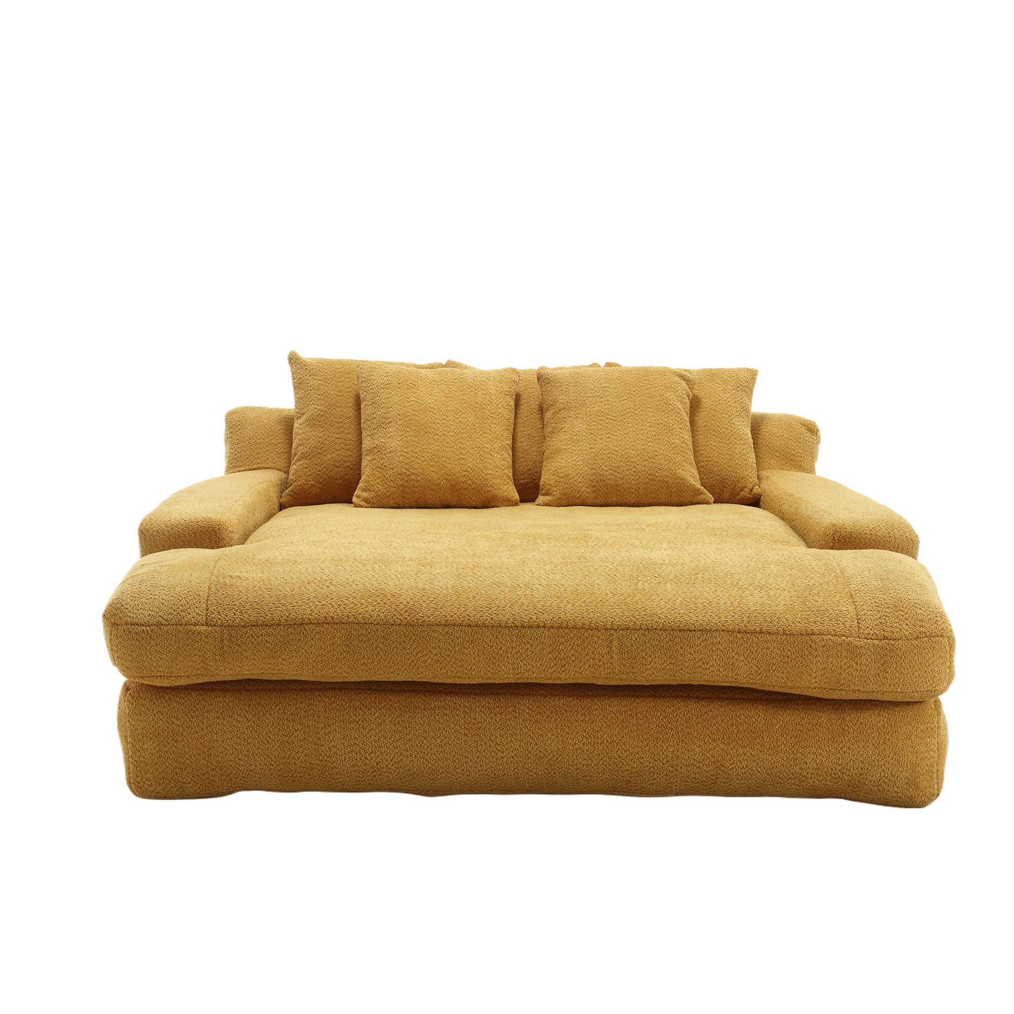 Coolmore Chenille 2 Seater Lazy Sofa With 5 Back Pillows,Comfy Sofa Deep Seat Couch For Living Room,Club Mustard Yellow Mustard Yellow Primary Living Space Modern Foam Chenille 2 Seat