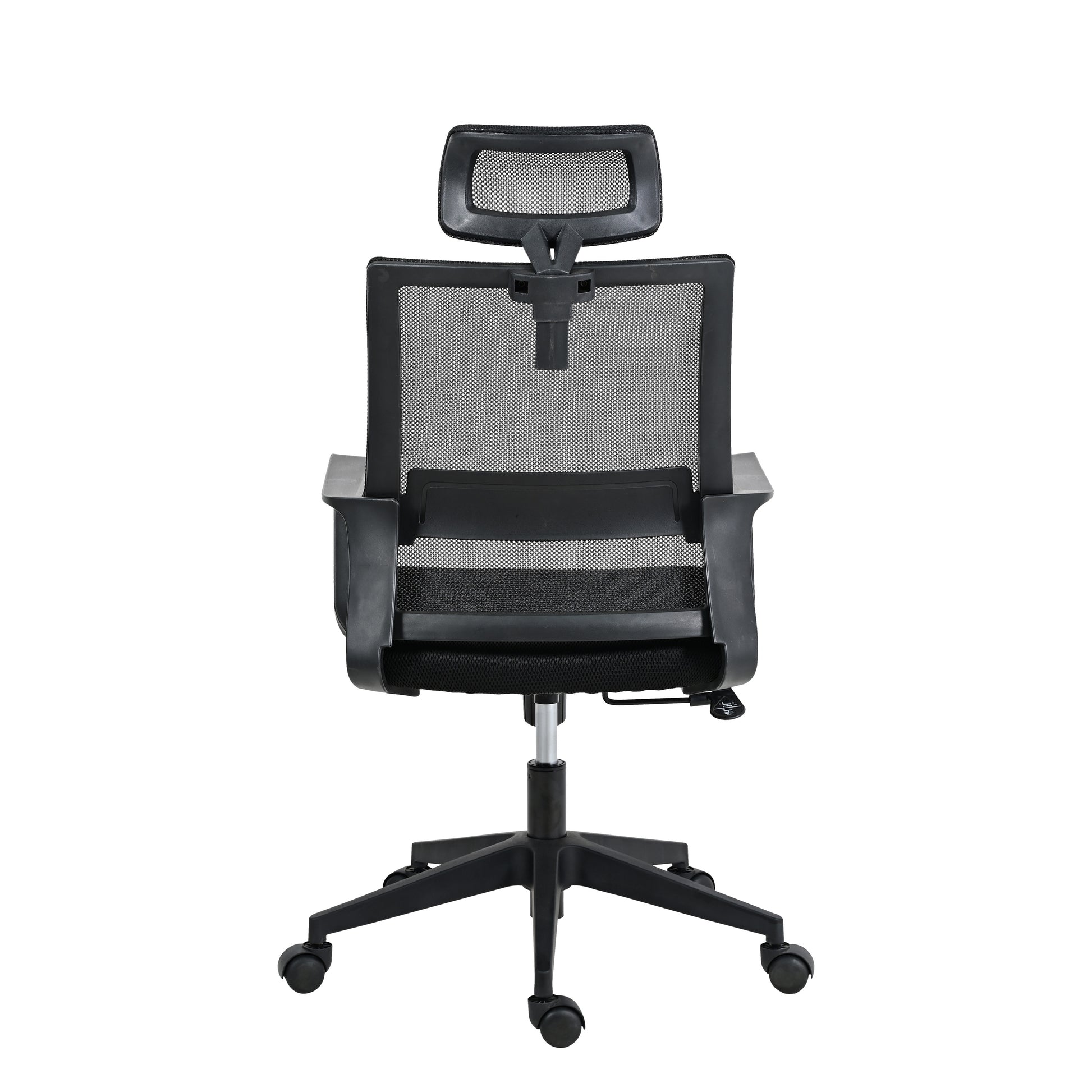 Techni Mobili Ergonomic Office Chair With Lumbar Support And Adjustable Headrest Black Office Spot Clean Modern Office Chairs Adjustable Height Fabric Plastic