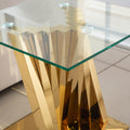 Tempered Glass Top End Table With Gold Mirror Finish Stainless Steel Base Gold Tempered Glass