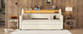 Twin Size Daybed With Trundle, Upholstered Daybed With Charging Station And Led Lights, White Twin White Pu Leather