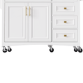K&K 52'' Kitchen Island With Drop Leaf, Embossed Texture Kitchen Island On Wheels With Spice Rack, Towel Rack, 2 Doors And 5 Drawers, Kitchen Storage Cart With Adjustable Shelf For Kitchen, White