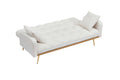 69 Inch Beige Sofa Bed With Adjustable Sofa Teddy Fleece 2 Throw Pillows Beige Fabric 2 Seat