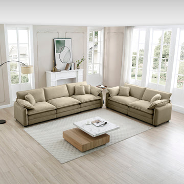 Family Sofa Set Deep Seat Sofa, Warm Sofa For Home Cinema And Living Room, One 2 Seater Sofa And One 3 Seater Sofa,Tan Corduroy Tan Corduroy 5 Seat