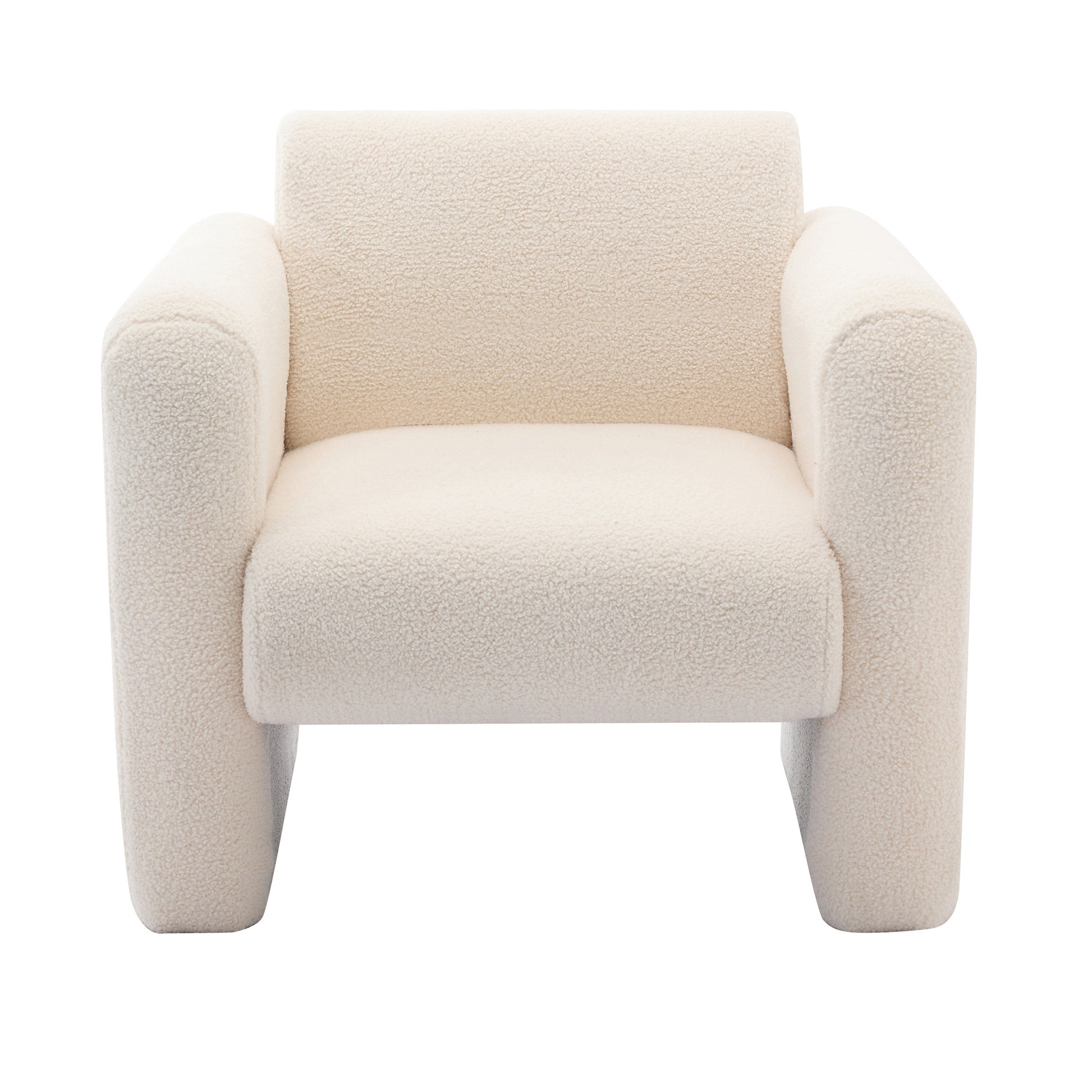 Modern Accent Chair Lambskin Sherpa Fabric Upholstered Comfy Reading Arm Chair Soft Padded Armchair With Back And Pillow For Living Room Bedroom Reception Waiting Room Office, Cream Cream Primary Living Space Upholstered