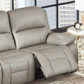 Westminster Power Headrest Zero Gravity Reclining Sofa Stone Gray Memory Foam Genuine Leather 3 Seat