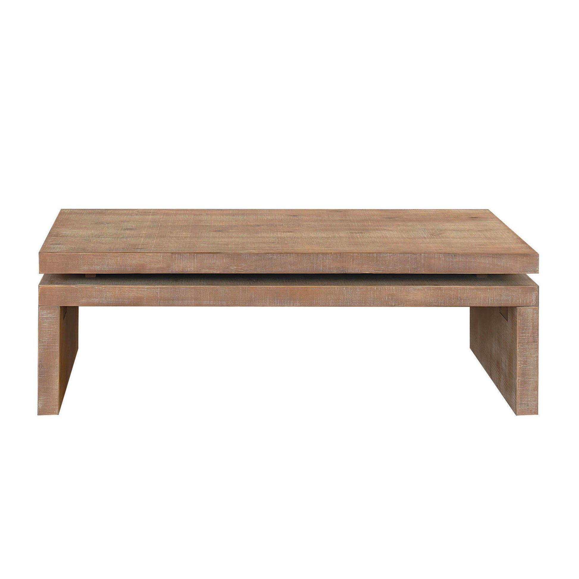 Natural Wood Living Room Table Versatile Coffee Table 2 Tiered Wood Tabletop Table 47.6" L * 23.6" W * 16.3" H Light Brown Distressed Finish Dining Room Fir Rectangular Natural,Natural Wood,Natural Wood Wash,Natural Rustic,Wood Desk Top