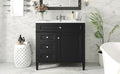 36'' Bathroom Vanity With Top Sink, Modern Bathroom Storage Cabinet With 2 Drawers And A Tip Out Drawer, Single Sink Bathroom Vanity Black Bathroom Solid Wood Mdf
