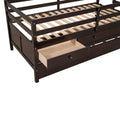 Low Loft Bed Twin Size With Full Safety Fence, Climbing Ladder, Storage Drawers And Trundle Espresso Solid Wood Bed Espresso Solid Wood