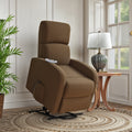 The Chestnut Recliner Brown Polyester Power Remote Wood Soft Cushion Back Push Button Fiber Foam Pads Polyester