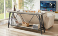 70.9 Inch Extra Long Sofa Table, Console Behind Sofa, Entryway Table With 2 Tier Storage Shelves For Hallways, Living Rooms,Foyers,Entryways,Banquet Rooms,Rustic Gray And Black, 70.9 L X 11.8