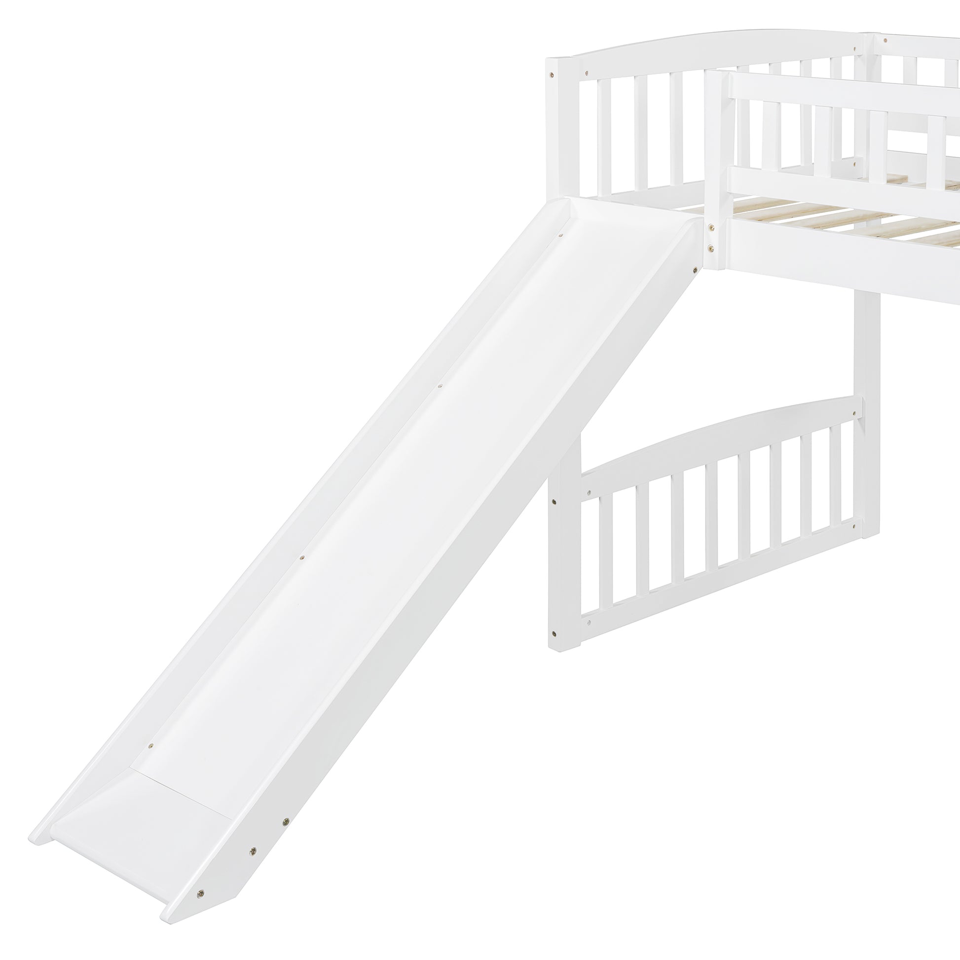Twin Size Loft Bed With Slide And Ladder, White Old Sku: Lt000504Aak White Solid Wood