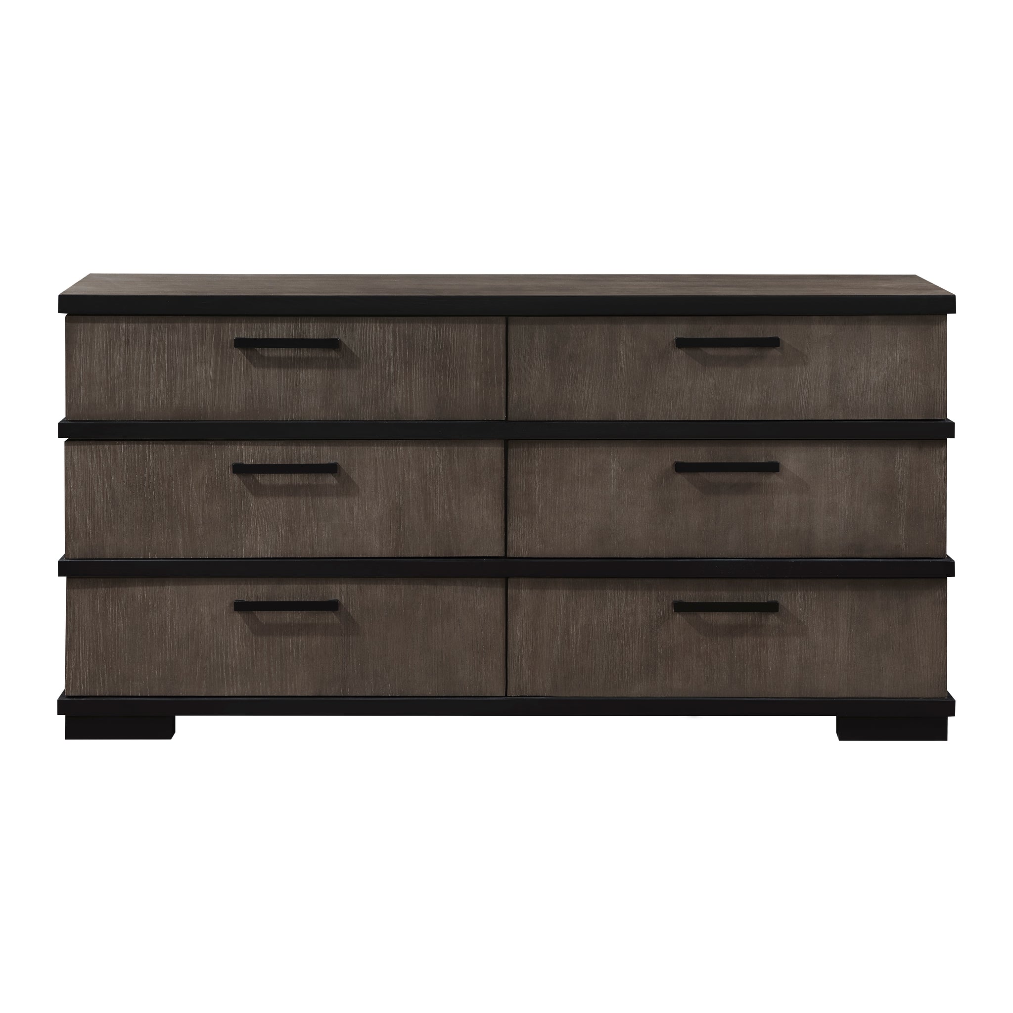Two Tone Brown Black Finish 6 Drawers Dresser 1Pc Modern Industrial Design Bedroom Furniture Black,Brown Gray Wood