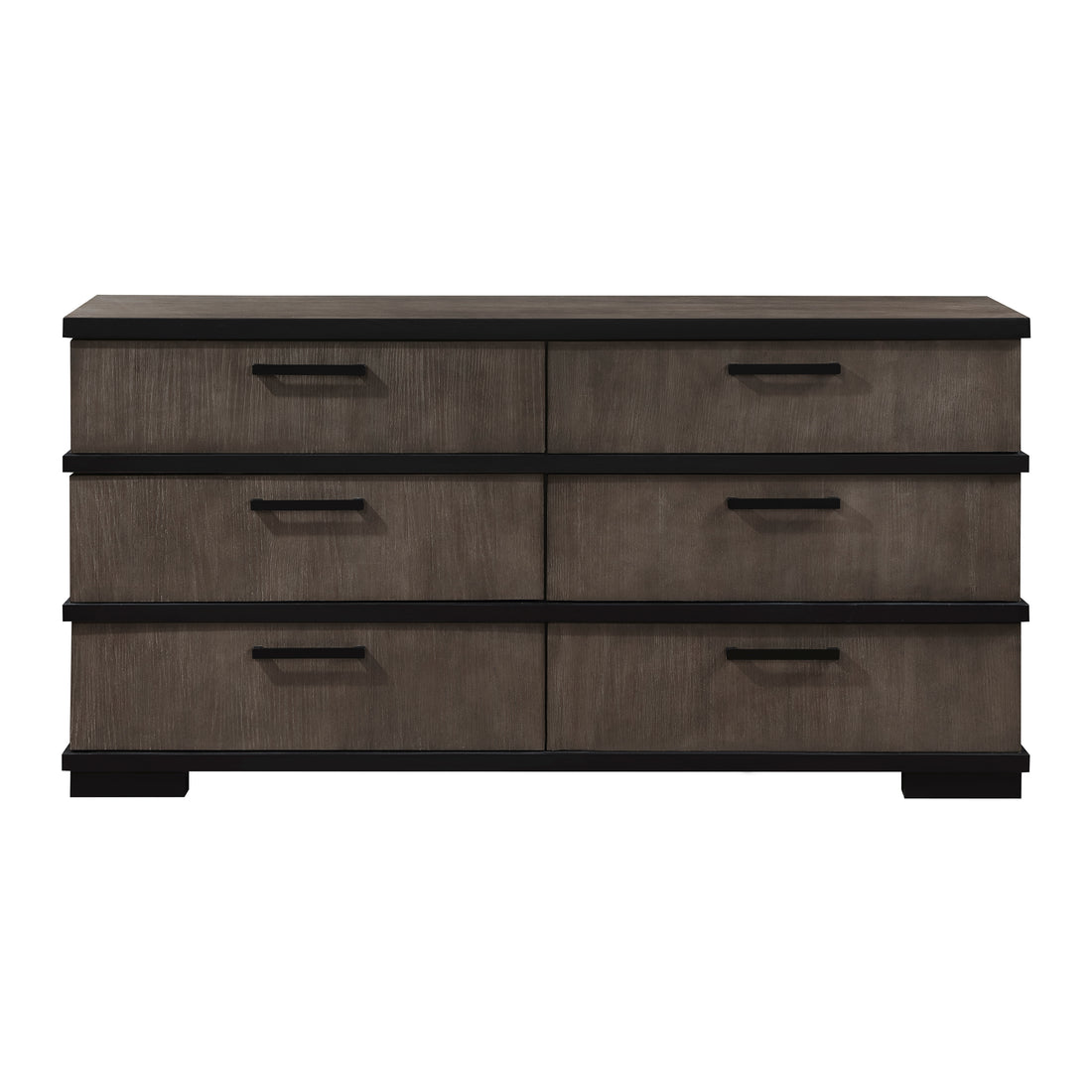 Two Tone Brown Black Finish 6 Drawers Dresser 1Pc Modern Industrial Design Bedroom Furniture Black,Brown Gray Wood