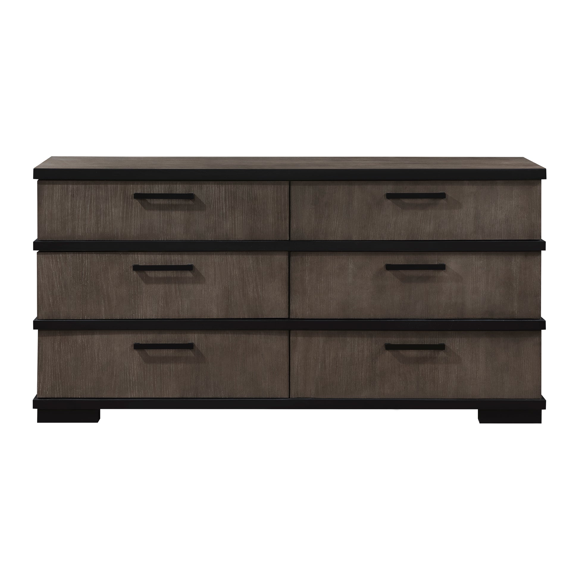 Two Tone Brown Black Finish 6 Drawers Dresser 1Pc Modern Industrial Design Bedroom Furniture Black,Brown Gray Wood