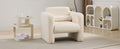 Modern Accent Chair Lambskin Sherpa Fabric Upholstered Comfy Reading Arm Chair Soft Padded Armchair With Back And Pillow For Living Room Bedroom Reception Waiting Room Office, Cream Cream Primary Living Space Upholstered
