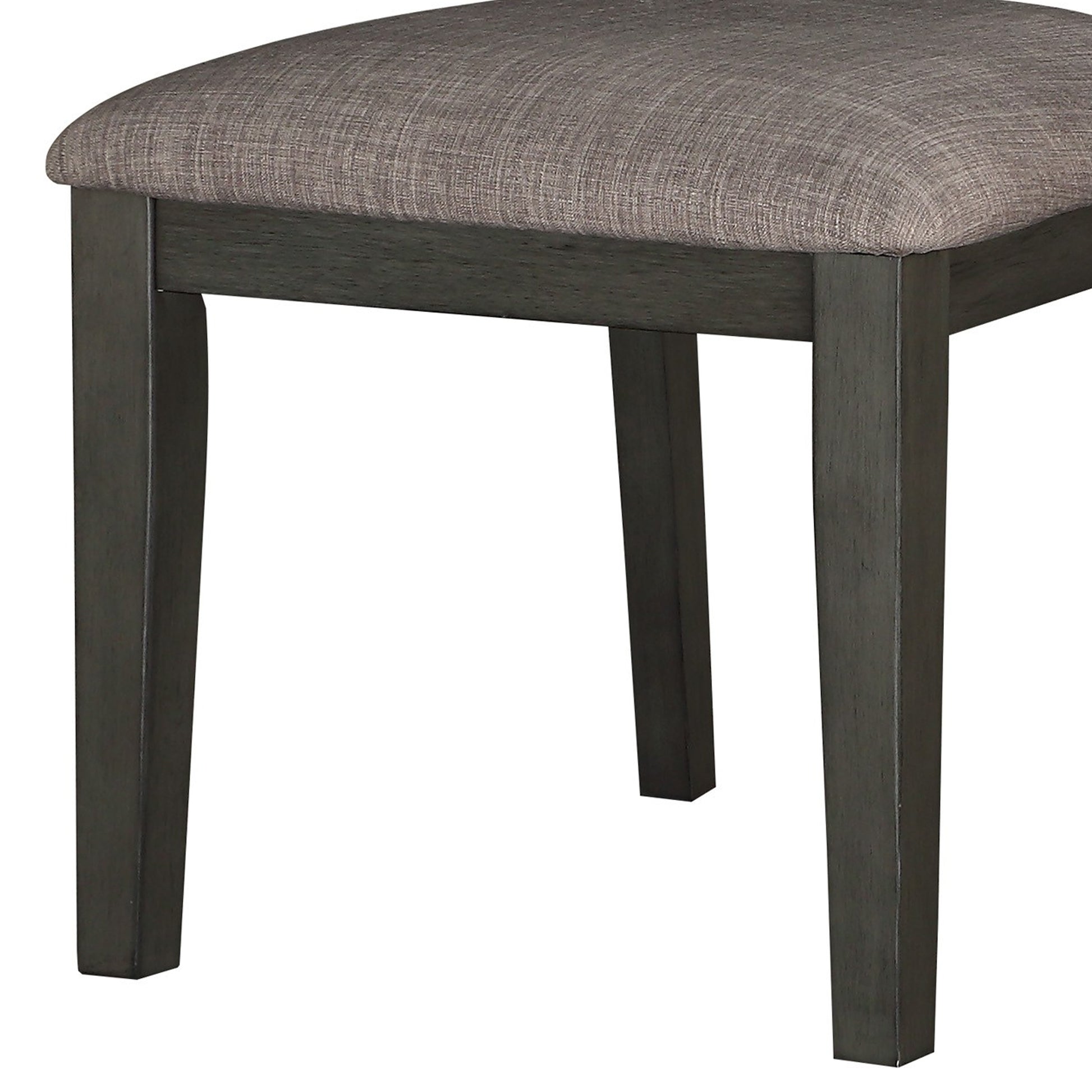 Transitional Wooden Side Chair, Fabric Padded Seat, Set Of 2, Gray Gray Wood Fabric