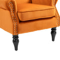 Coolmore Wood Frame Armchair, Modern Accent Chair Lounge Chair With Sturdy Wood Legs For Living Room Bedroom Orange Orange Foam Velvet