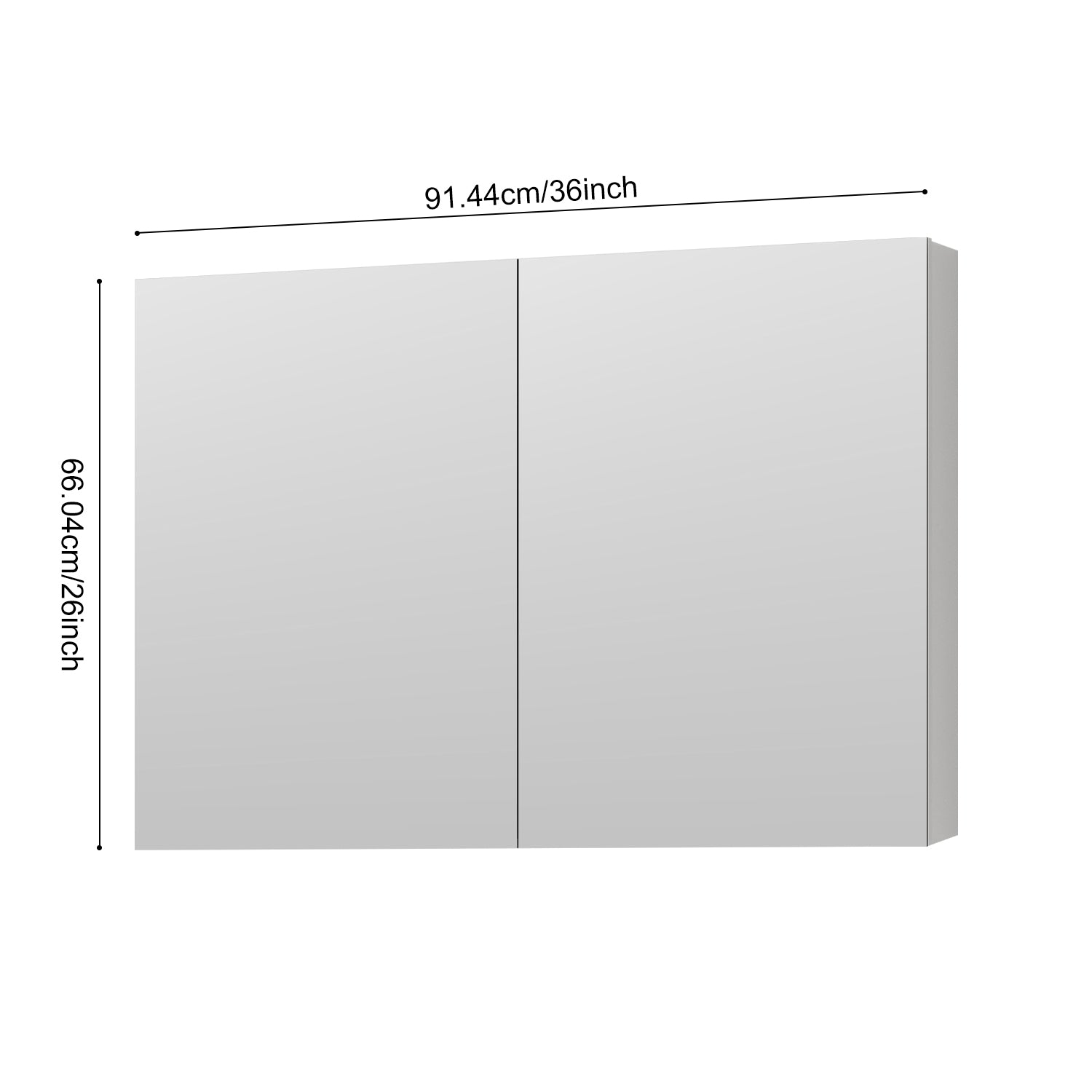 36'' W X 26'' H Bathroom Mirror Medicine Cabinet Wooden Door Medicine Cabinets For Bathroom, Wall Mounted Recessed Or Surface, Bathroom Mirror With Storage White Engineered Wood