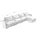 Large L Shape Sectional Corduroy Sofa,Deep Seat Couch With Storage Footstool And 4 Waist Pillows, Green Green Corduroy 4 Seat