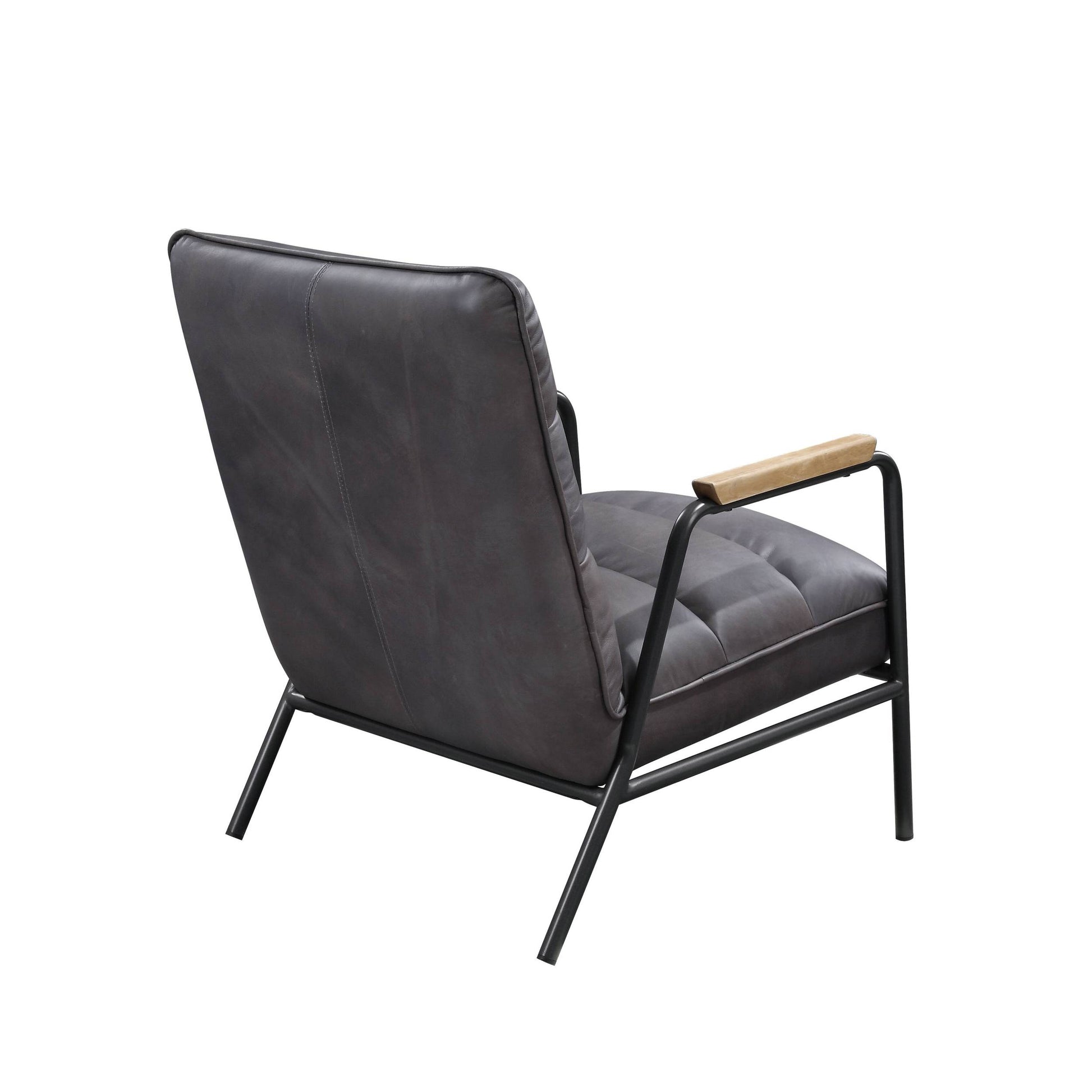 Grey And Matt Iron Accent Chair With Metal Leg Grey Primary Living Space Genuine Leather